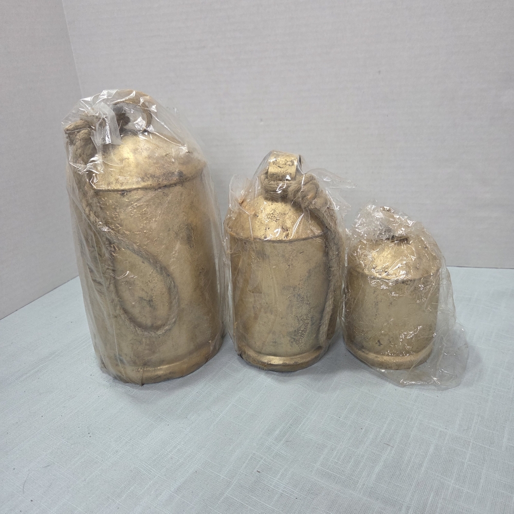 Set of Three Gold Decorative Hanging Cow Bells